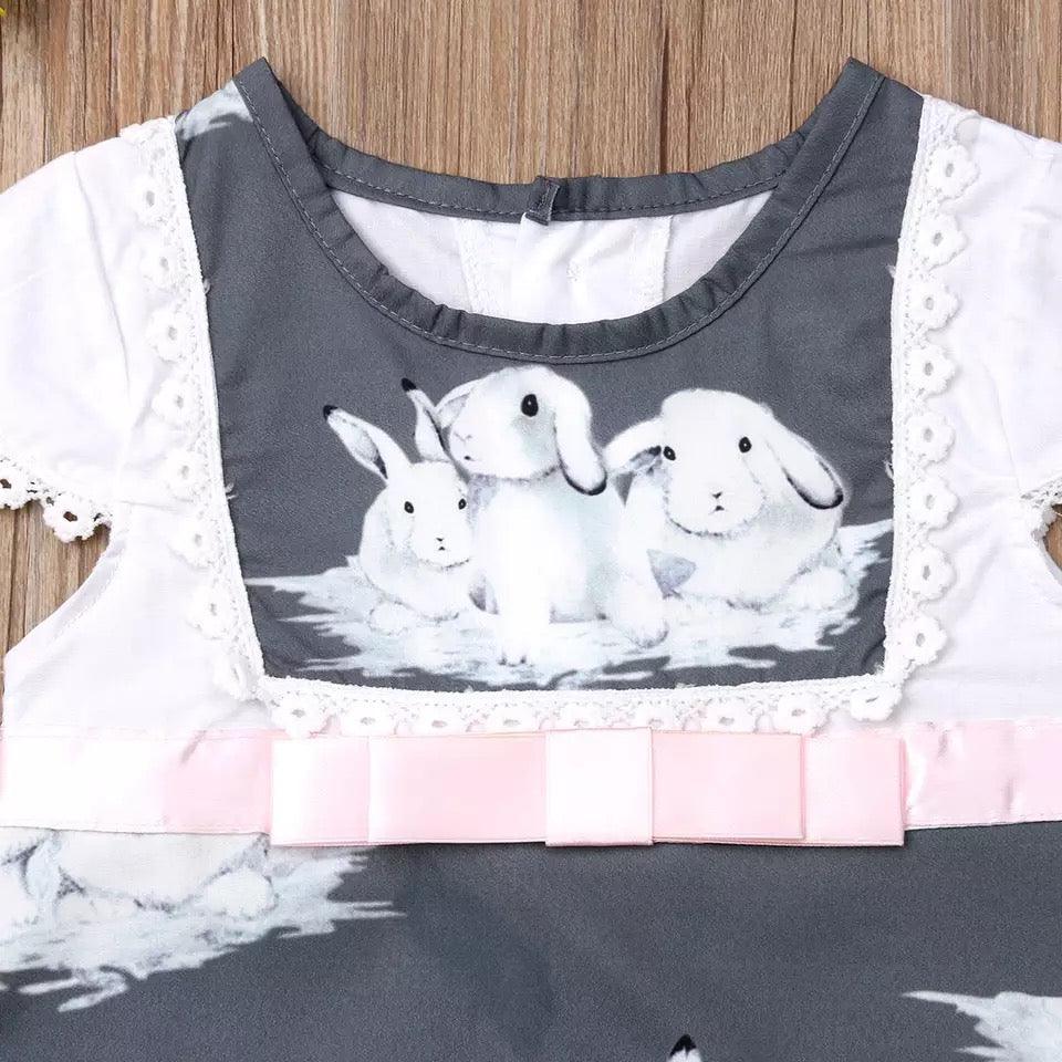 Cute Short Sleeve Rabbit Kid Baby Girls Dress Bump baby and beyond