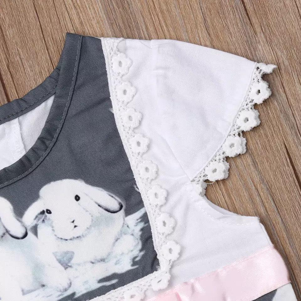 Cute Short Sleeve Rabbit Kid Baby Girls Dress Bump baby and beyond