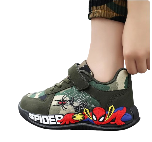 Children Camouflage Spiderman Breathable Green Sneaker Shoes