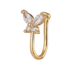 Women Teens Gold Silver Plated Crystal Ear Cuff Fake Nose Ring
