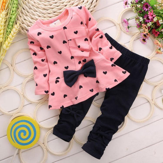 Full Sleeve Girls Spade Bowtie T Shirt Pants Bump baby and beyond