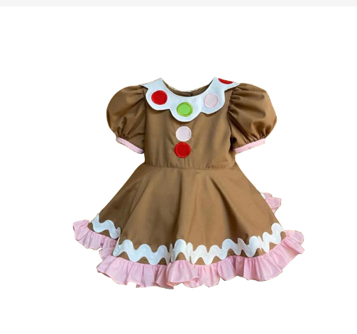 Girls Gingerbread Christmas Cookie Dress