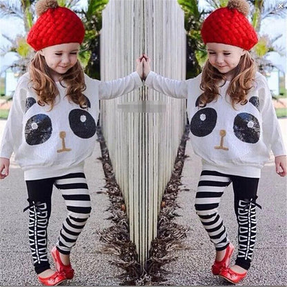 Girls Top Panda Sequin Stripe Pant Bump baby and beyond