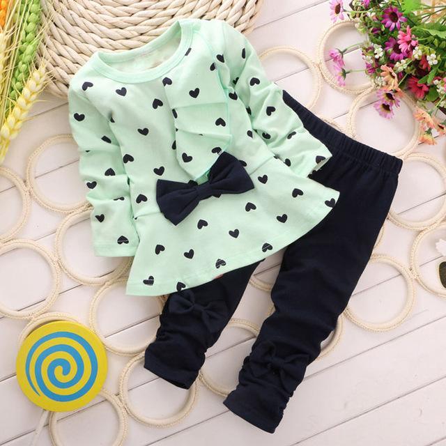 Girls Tops Bowknot Rabbit Panda Pants Outfit Bump baby and beyond