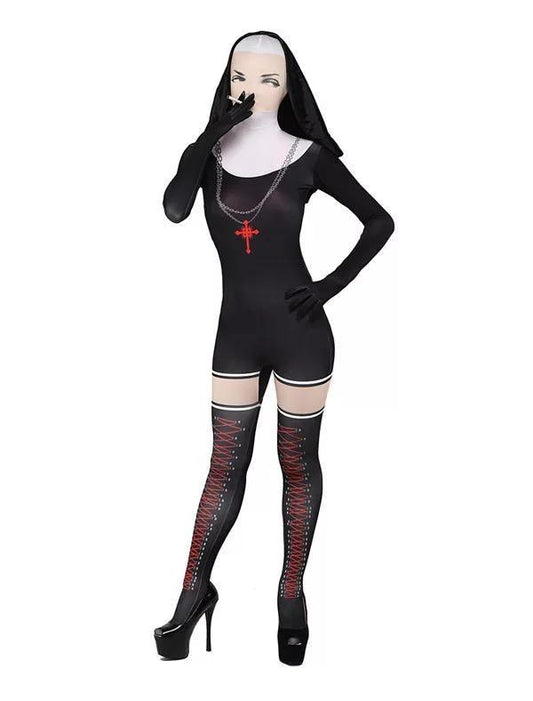 Halloween Nun Religious Bodysuit Women Costume Bump baby and beyond