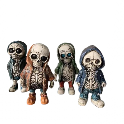 Halloween Resin Cool Skeleton Figurine Doll