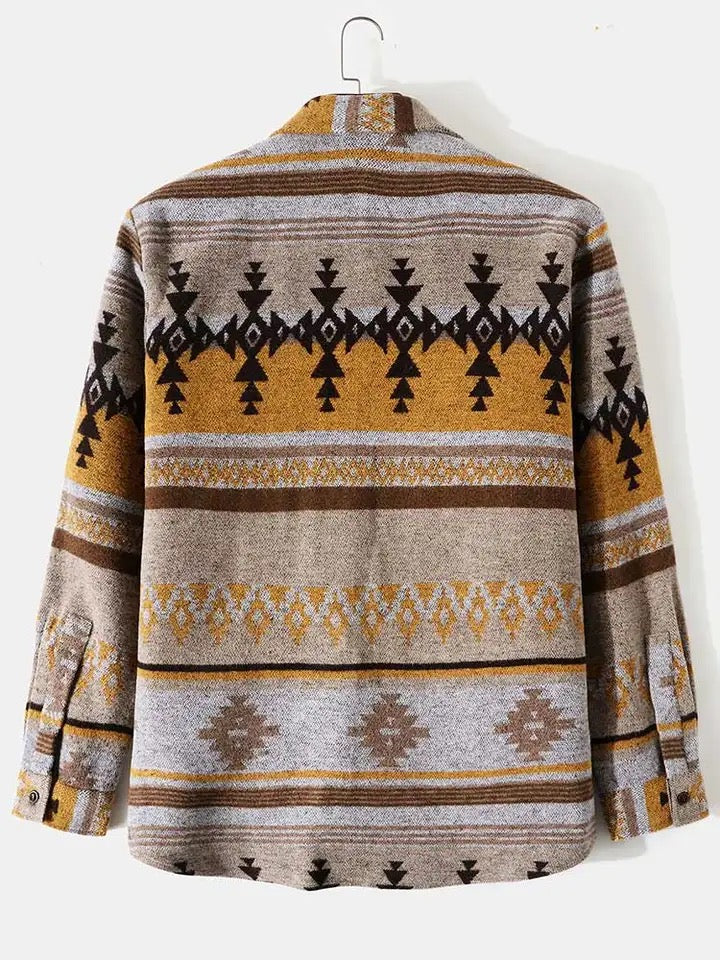 Men’s Tribal Geometric Blend Wool Warm Shirt