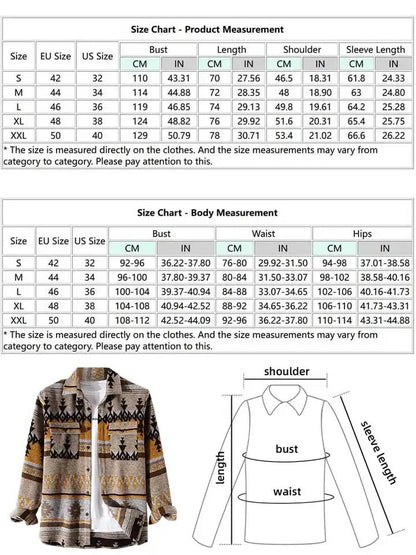 Men’s Tribal Geometric Blend Wool Warm Shirt