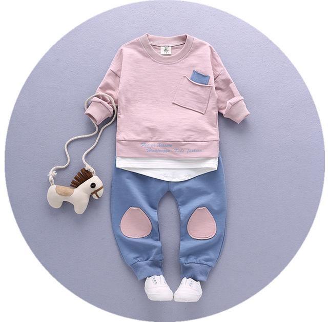 Infant long sleeve cotton tops & tees shirt + pants clothes Bump baby and beyond