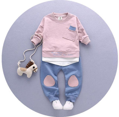 Infant long sleeve cotton tops & tees shirt + pants clothes Bump baby and beyond