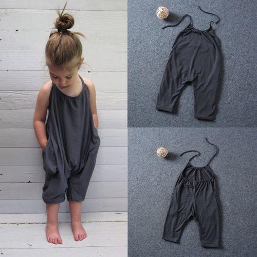 Kid Baby Girls Strap Cotton Romper Clothes Bump baby and beyond