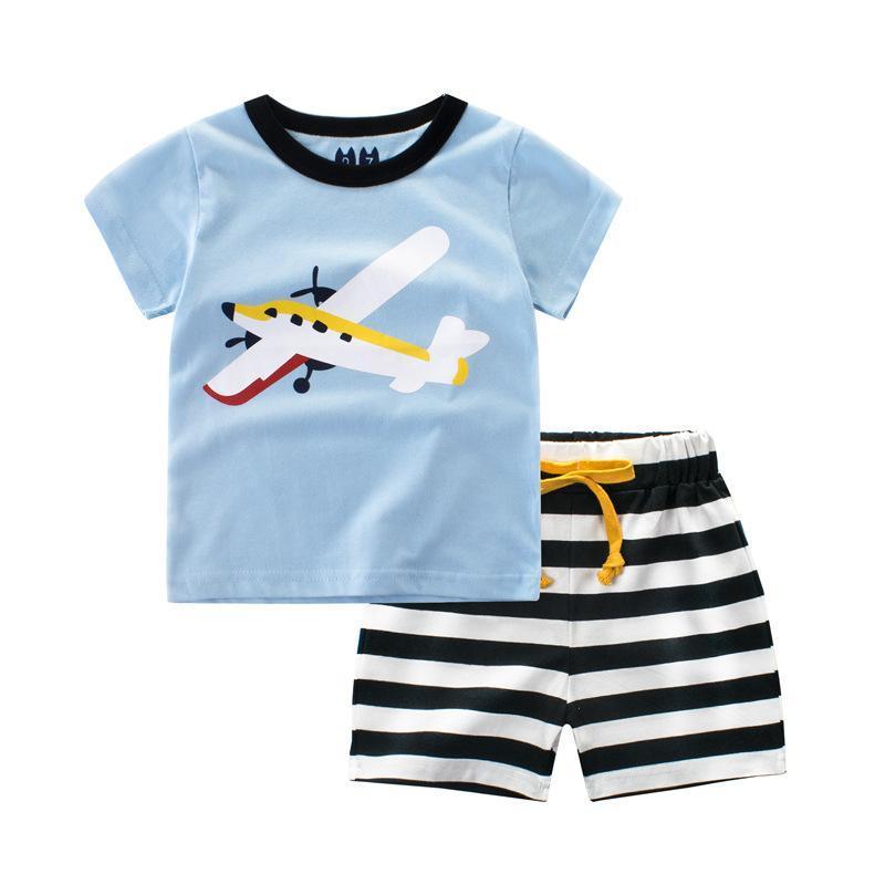 Kid Boys Summer Car Plane Bus T Shirt Shorts Clothes Bump baby and beyond