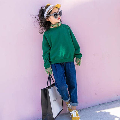 Kid Girls Turtleneck Shirts & Jeans Clothes Bump baby and beyond