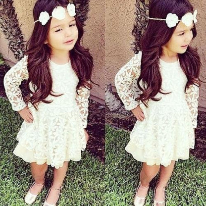 Kids Baby Girls Flower White Lace Dress Bump baby and beyond