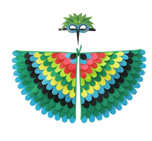 Kids Unisex Stage Performance Owl Peacock Bird Party Mask Cloak