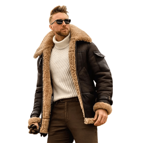 Men Winter Fur Collar Leather Jacket Bump baby and beyond