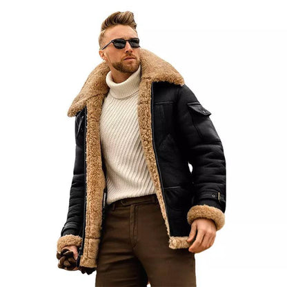 Men Winter Fur Collar Leather Jacket Bump baby and beyond