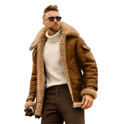 Men Winter Fur Collar Leather Jacket Bump baby and beyond