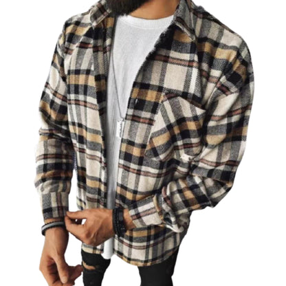 Men's Casual Plaid 2021 Long Sleeve Single-Breasted Shirt