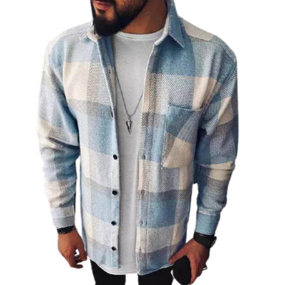 Men's Casual Plaid 2021 Long Sleeve Single-Breasted Shirt