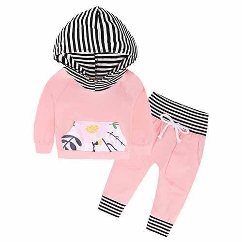 New Baby Unisex Long Sleeve Hooded Tops Floral pants Bump baby and beyond