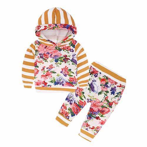 New Baby Unisex Long Sleeve Hooded Tops Floral pants Bump baby and beyond