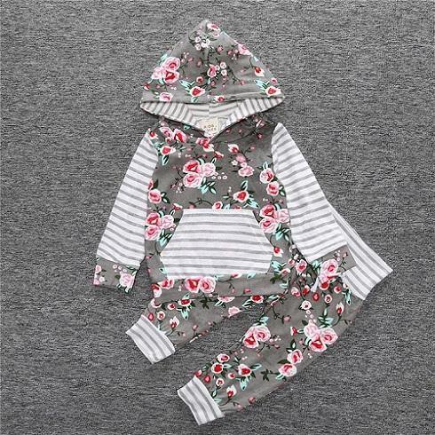 New Baby Unisex Long Sleeve Hooded Tops Floral pants Bump baby and beyond