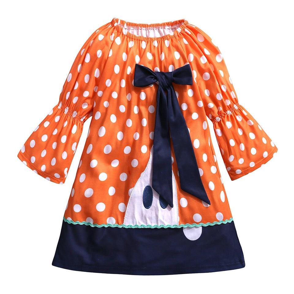 New Girl Polka Dot Pumpkin Halloween Dress Costume Bump baby and beyond