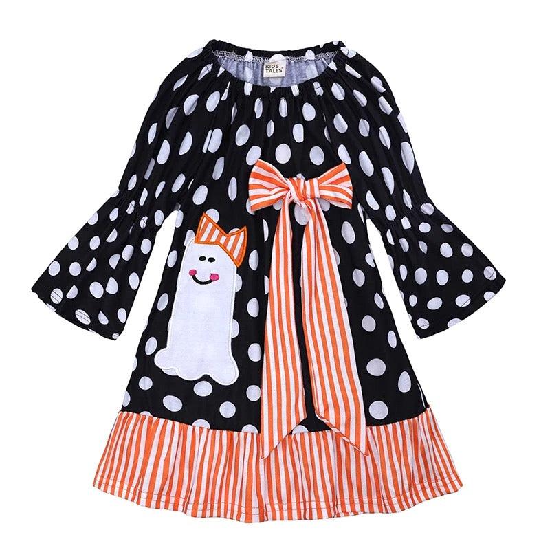 New Girl Polka Dot Pumpkin Halloween Dress Costume Bump baby and beyond