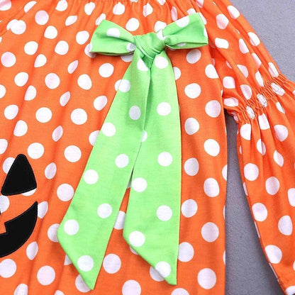 New Girl Polka Dot Pumpkin Halloween Dress Costume Bump baby and beyond