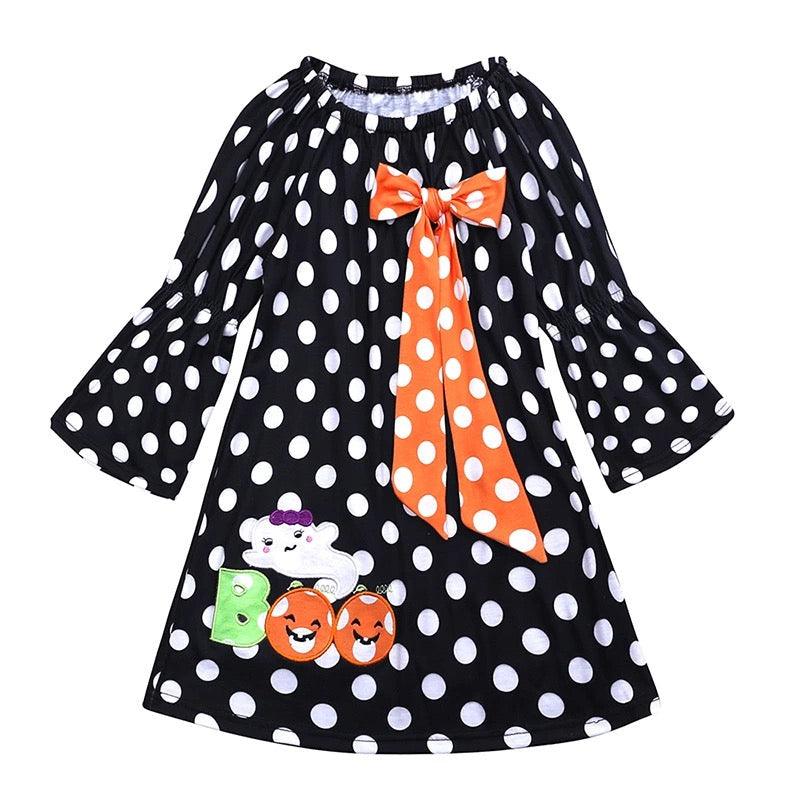 New Girl Polka Dot Pumpkin Halloween Dress Costume Bump baby and beyond