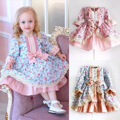 New Princess Floral Bowknot Ruffles Dress Bump baby and beyond