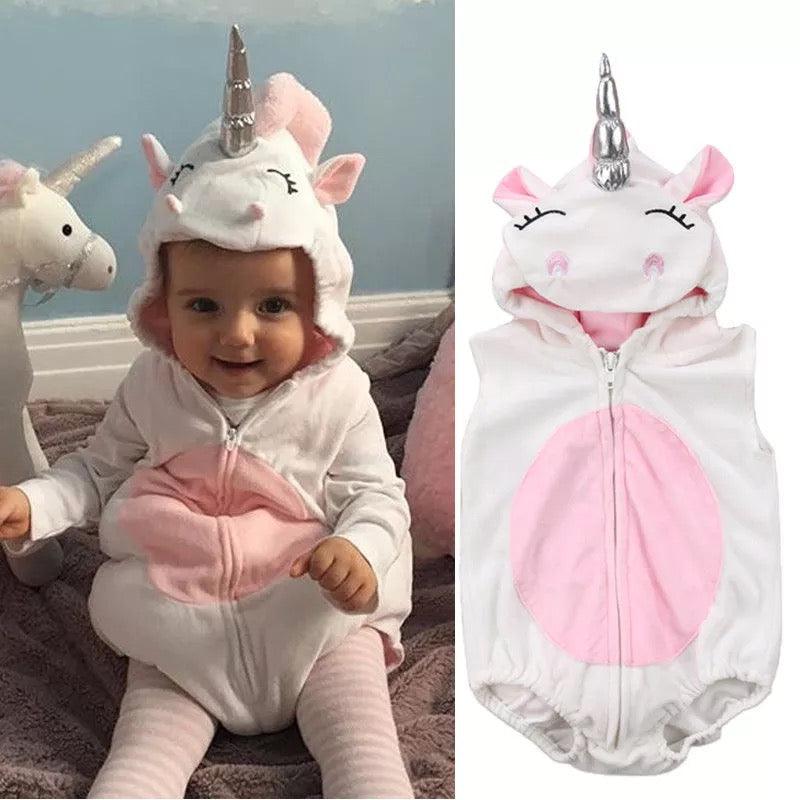 Newborn Baby Girl Fleece Unicorn Jumpsuit Bump baby and beyond