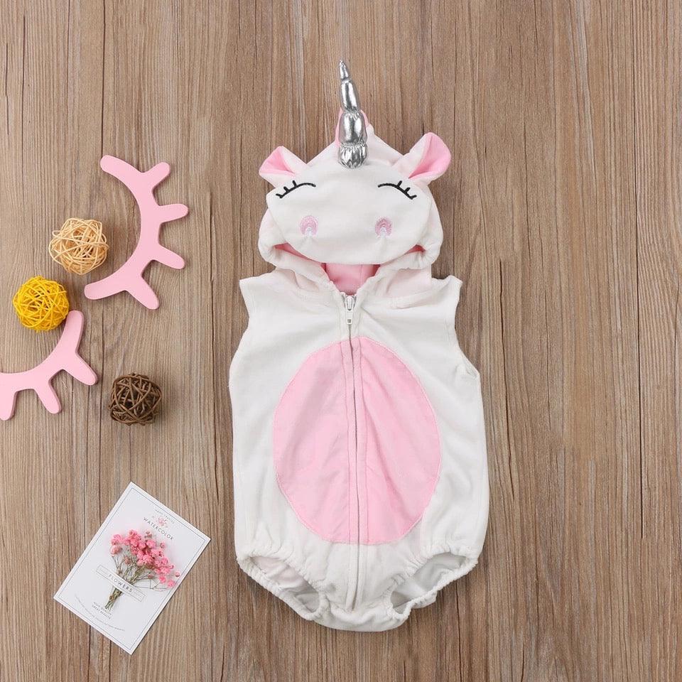 Newborn Baby Girl Fleece Unicorn Jumpsuit Bump baby and beyond