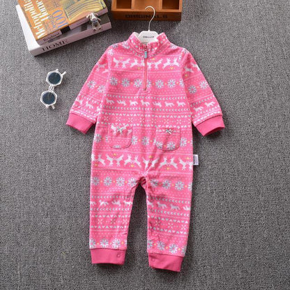 Newborn Baby Unisex Jumpsuit Pajamas Collar Fleece Clothes Bump baby and beyond