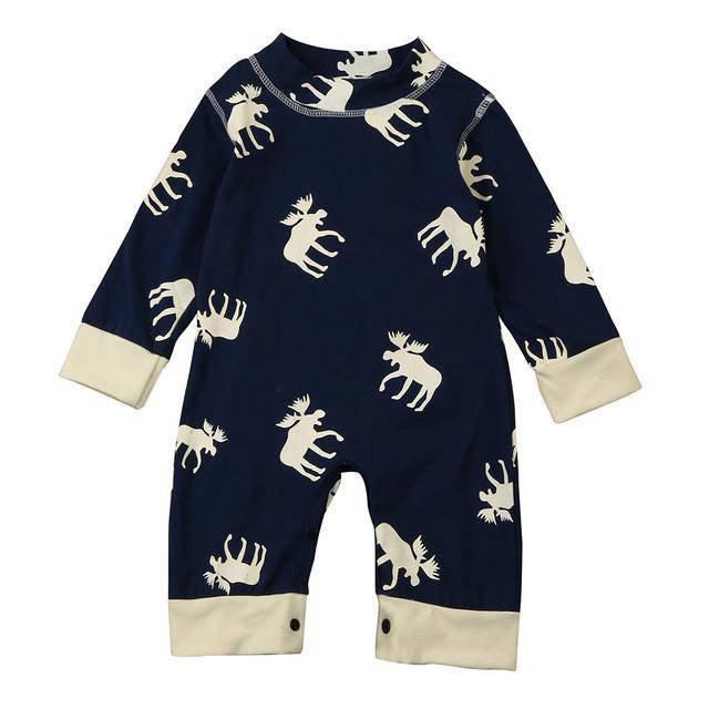 Newborn Don't Moose With Me Jumpsuit Navy