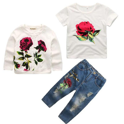 Newest Girls Rose Jacket Top Jeans Clothes Bump baby and beyond