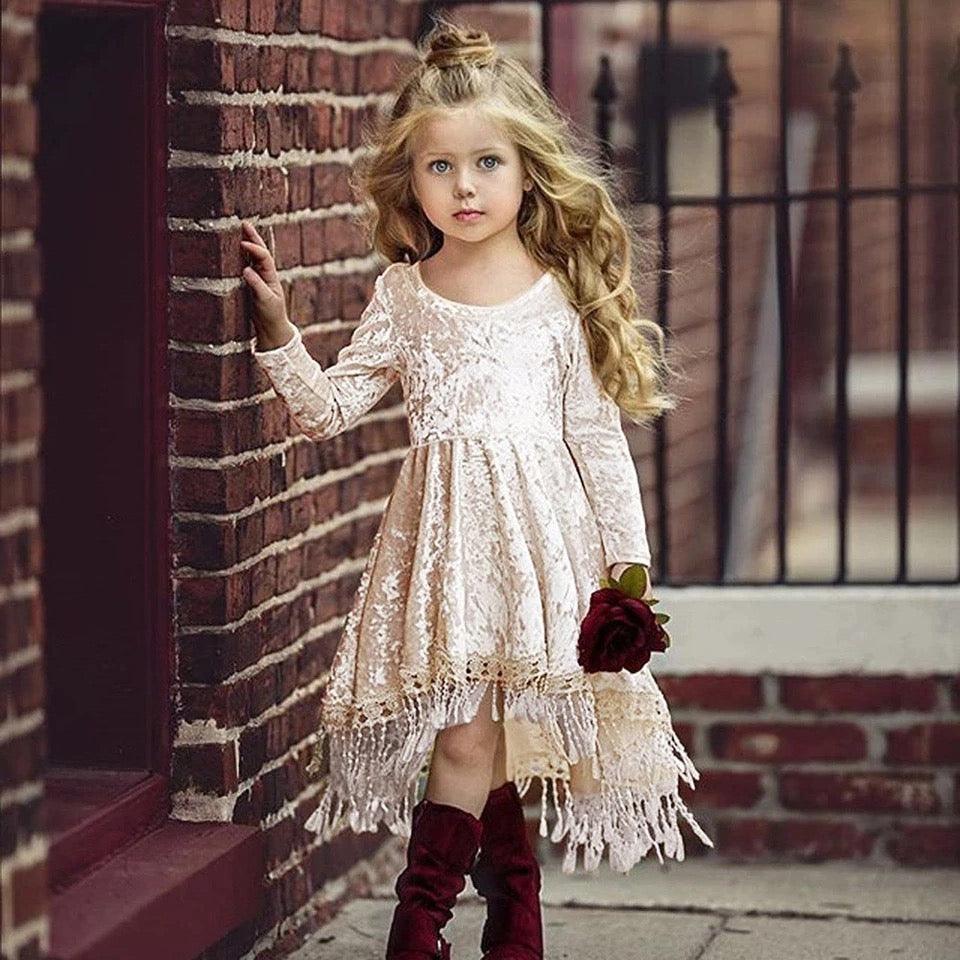 Princess Girls Solid Tassel Dress Bump baby and beyond