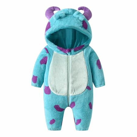 Baby Dinosaur Fluffy Hooded Romper Snowsuit