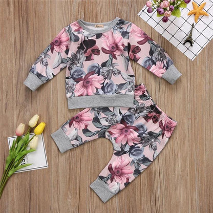 Sets Baby Girl Floral Outerwear Top Pant Outfit Clothes Bump baby and beyond