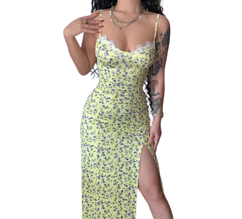 Women Backless Bodycon Slit Midi Summer Elegant Dress
