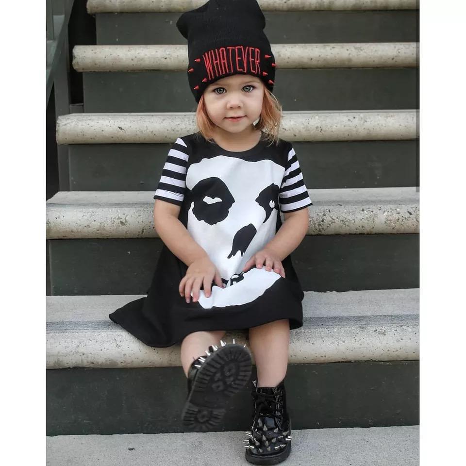 Short Sleeve Girls Halloween Skull Costume Party Bump baby and beyond