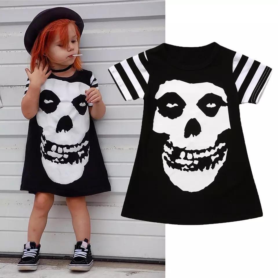 Short Sleeve Girls Halloween Skull Costume Party Bump baby and beyond