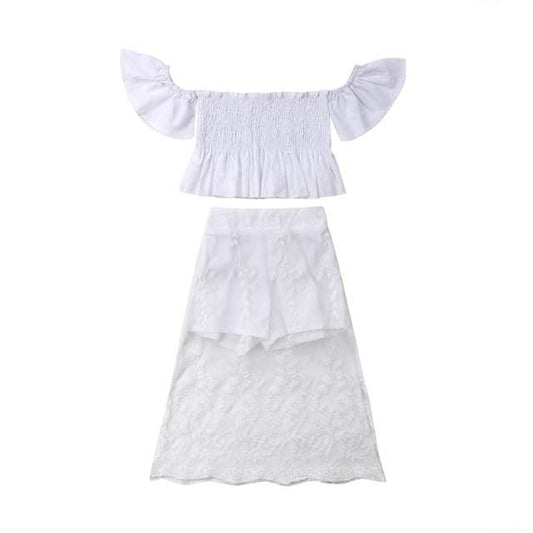 Short Sleeve White Top Long Skirt Outfit Bump baby and beyond