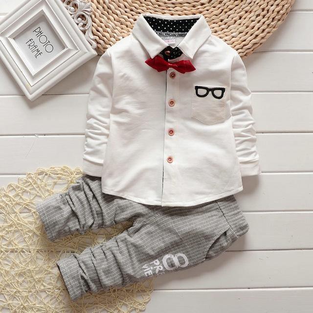 Spring kids boys button letter bow suit jacket +pants clothes Bump baby and beyond