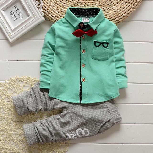 Spring kids boys button letter bow suit jacket +pants clothes Bump baby and beyond