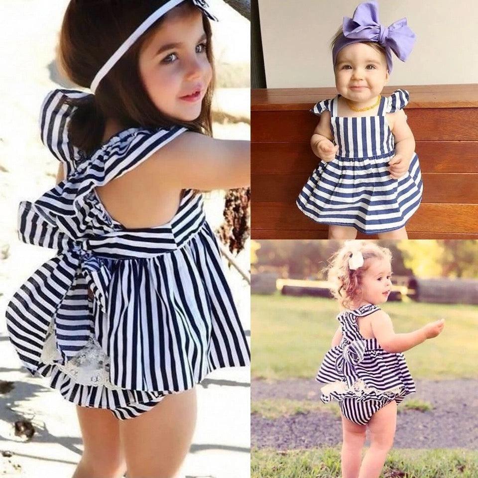 Summer Baby Girl Backless Stripe Romper Bump baby and beyond