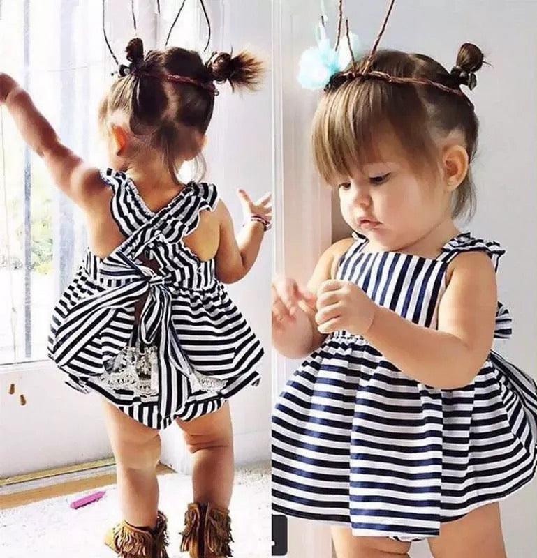 Summer Baby Girl Backless Stripe Romper Bump baby and beyond