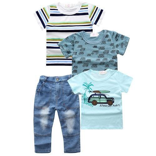 Summer Boys Short Sleeve Denim Pants Clothing Bump baby and beyond