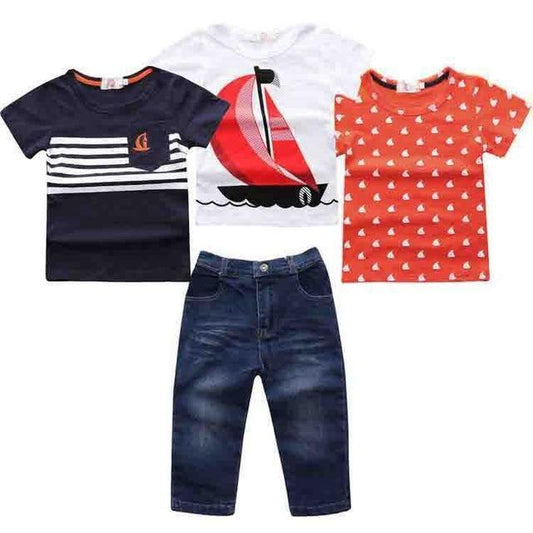 Summer Boys Short Sleeve Denim Pants Clothing Bump baby and beyond